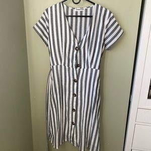 Pin stripe button up shirt dress